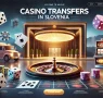 DALL·E 2024 12 25 20.02.21 A sleek and luxurious website banner for casino transfers in Slovenia. The banner features a roulette table and slot machines in front of a brightly l 95x90