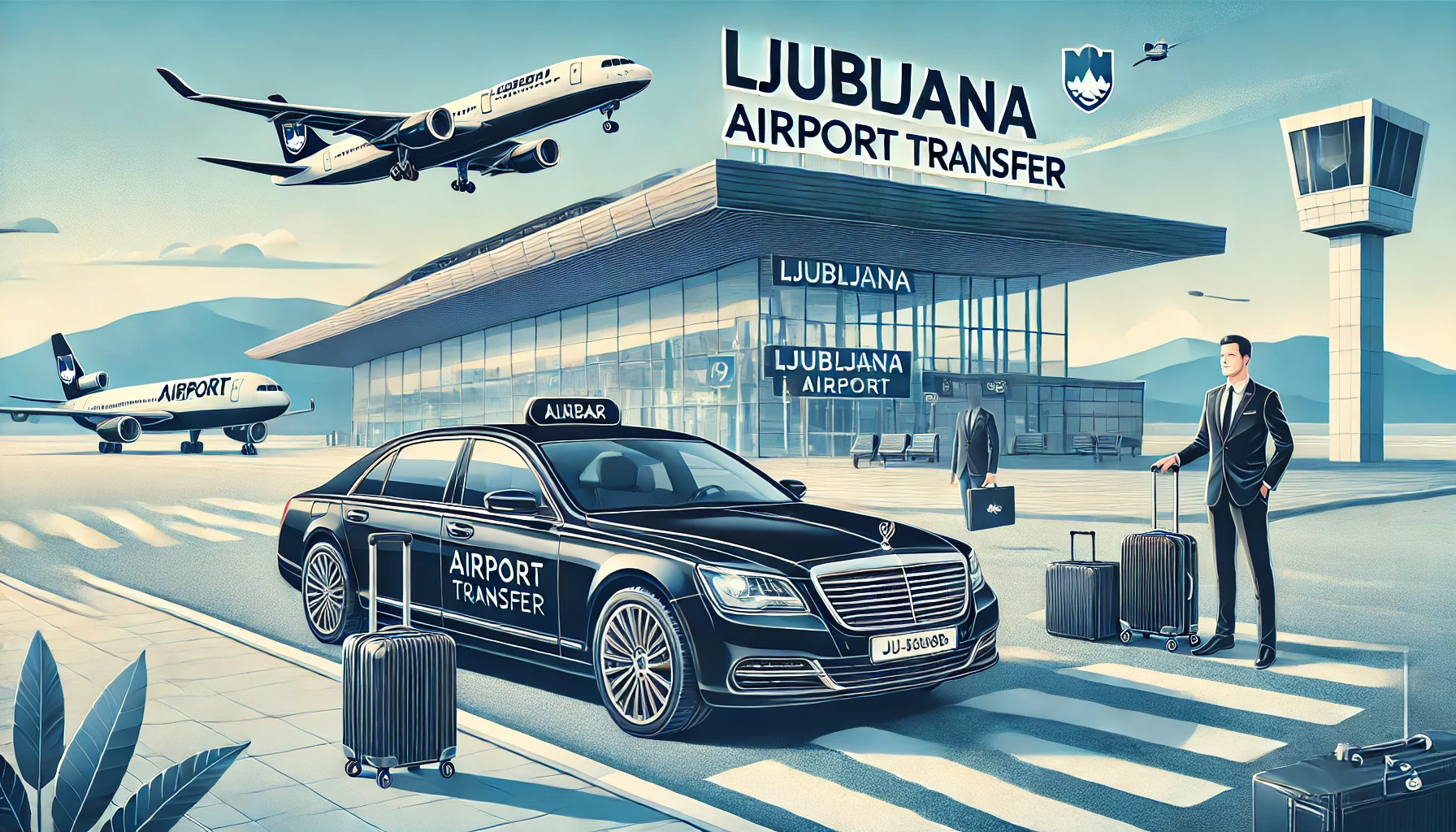 Ljubljana airport taxi transfer service with luxury car pickup for business travelers